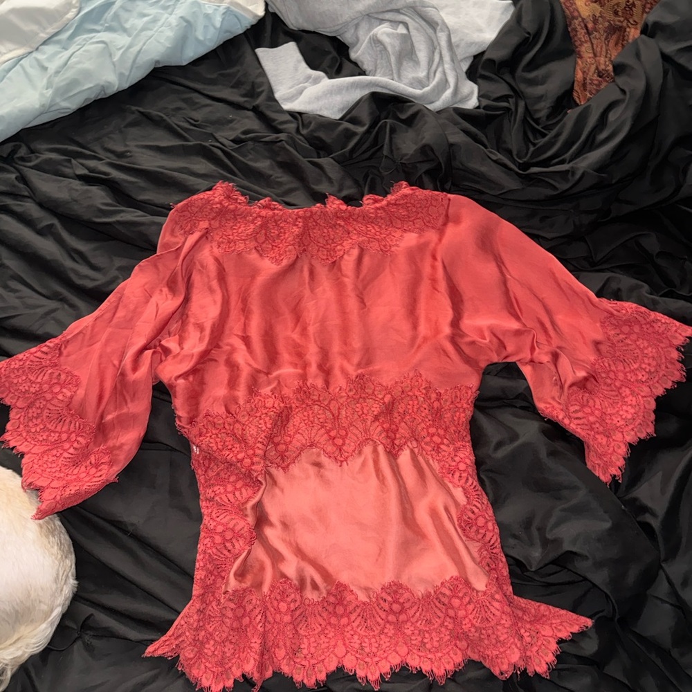 Moulinette Souers Red Lace Parisian Blouse - Picture 2 of 5